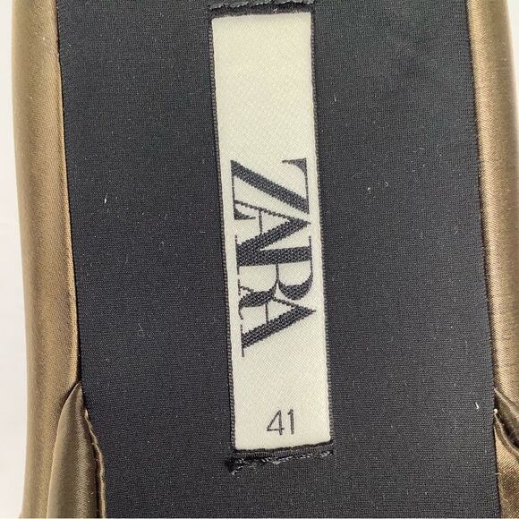 Zara Brown Satin Textile Low Platform Thong Flip Flop Women’s Sandals Sz 10.5 - Picture 10 of 10